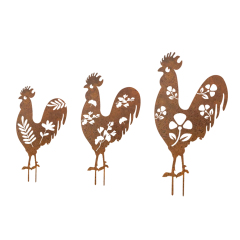 1 pc of Decorative Chicken Garden Stake 52 cm Garden Decoration Rust Figures