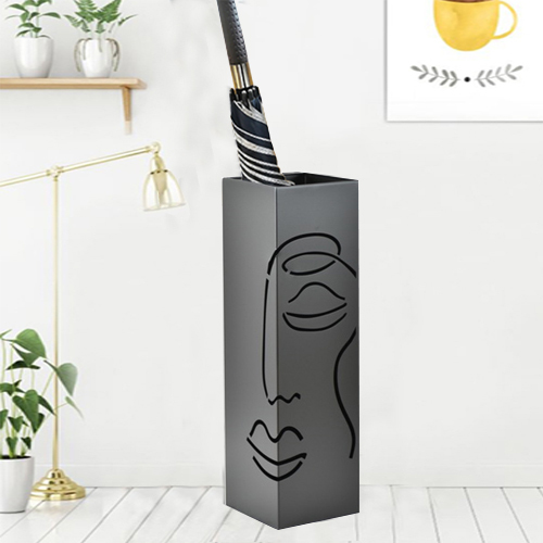 Metal Umbrella Stand with Water Catcher Tray, square, Diameter 15x15x52 cm, Umbrella Stand