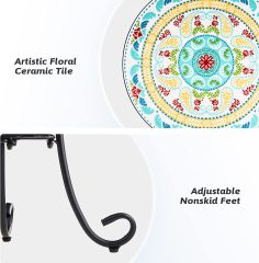 Patio auxiliary table and plant support, 21 "auxiliary table topped with 14" tile for porch, garden, interior and exterior trim, living room, bedroom, balcony, furniture