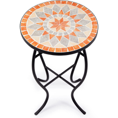 Patio auxiliary table and plant support, 21 "auxiliary table topped with 14" tile for porch, garden, interior and exterior trim, living room, bedroom, balcony, furniture