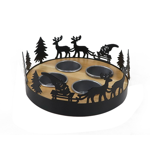 Round Christmas Reindeer Metal Tea Cup Base Centerpiece Christmas Candle holder