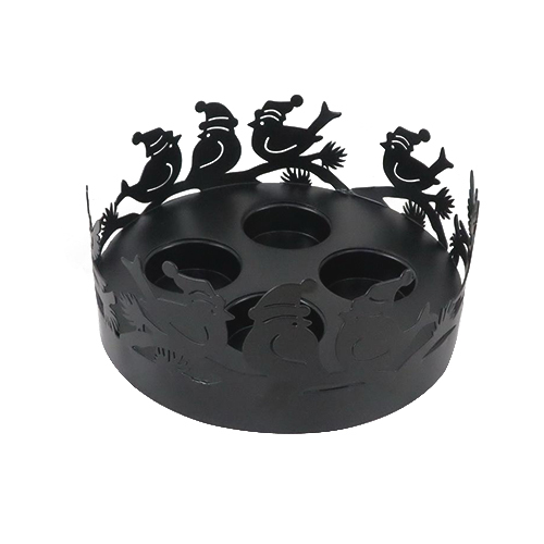 Round Christmas Bird Metal Tea Cup Base Centerpiece Christmas Candle holder
