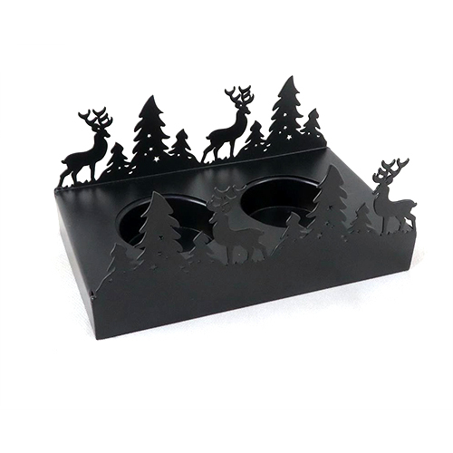 Rectangular Christmas Reindeer Metal Tea Cup Base Centerpiece Christmas Candle holder