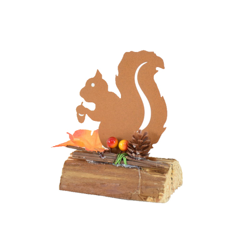 Mini Owl Rust Decorated Garden - Metallic Copper Garden Post Squirrel wood also for balcony or front door
