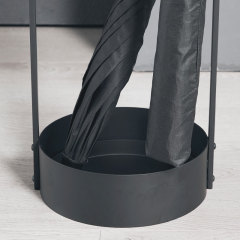 Metal umbrella stand with tray for home, office, hallway entrance (black)