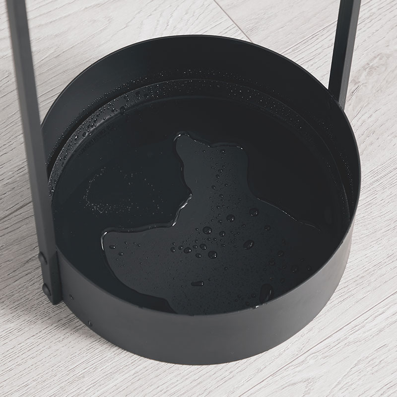 Metal umbrella stand with tray for home, office, hallway entrance (black)