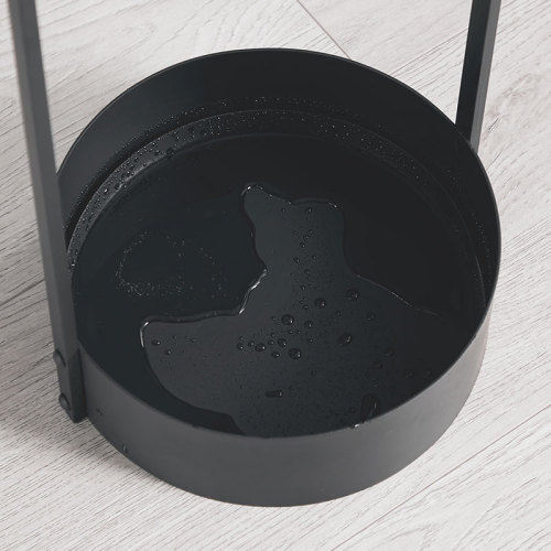 Metal umbrella stand with tray for home, office, hallway entrance (black)