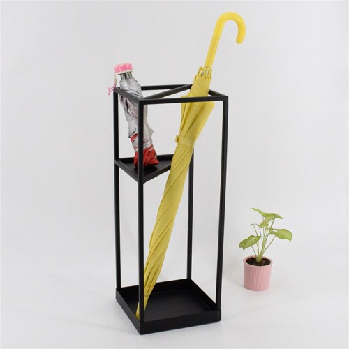 Metal Multifunctional Floor Rack Wrought Iron Umbrella Stand Door UmbrellaDisplay Rack Holder Hotel Lobby Black