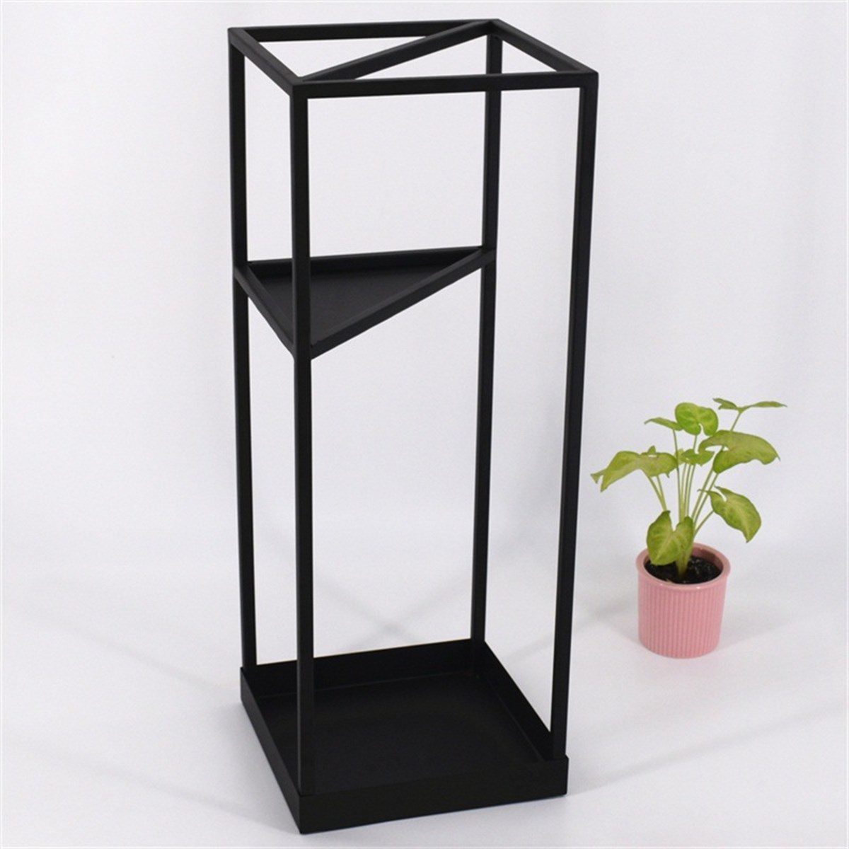 Metal Multifunctional Floor Rack Wrought Iron Umbrella Stand Door UmbrellaDisplay Rack Holder Hotel Lobby Black