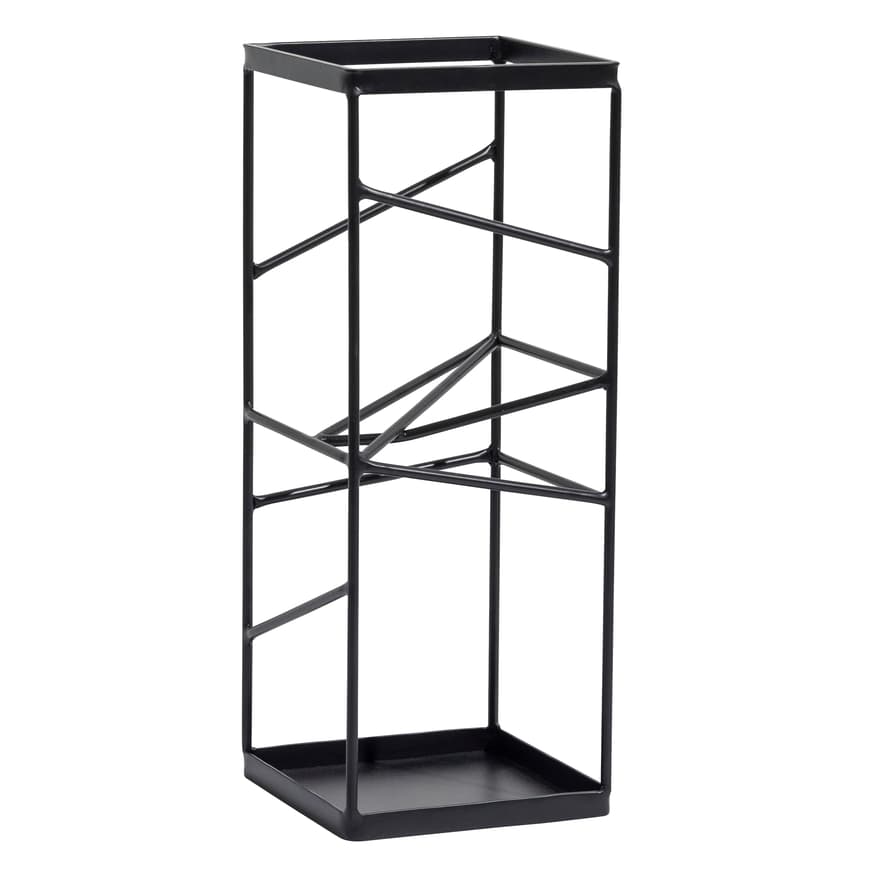 Geometric Modern Matte Black Metal Freestanding Large & Small Umbrella Holder Stand Storage Rack