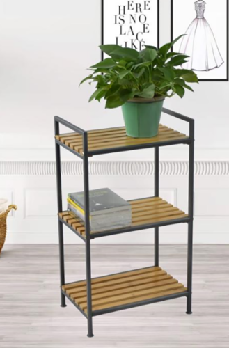 3-T Metal with Bamboo Plant Stand for Indoor Outdoor Use