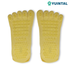 Bright Yellow Anti Slip Socks Five Finger Socks Yoga