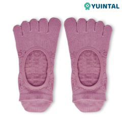 Ladies Pink Gripper Barre Socks Finger Dance Socks