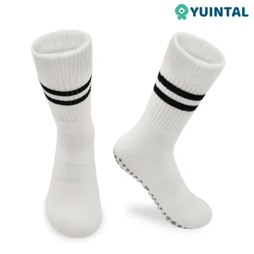 Yuintal Striped Crew Grip Socks – Pilates Non-Slip OEM Supply
