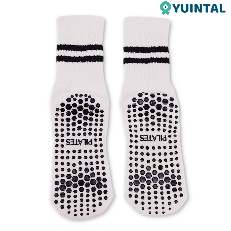 Anti Rutsch Pilates Socken mit klebrigem Greifer und durchgehendem Zehenbereich