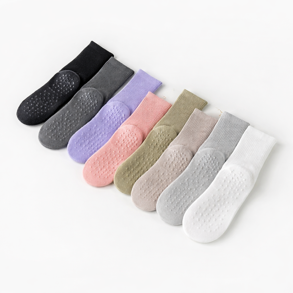 grip socks samples arranged for commercial manufacturing review