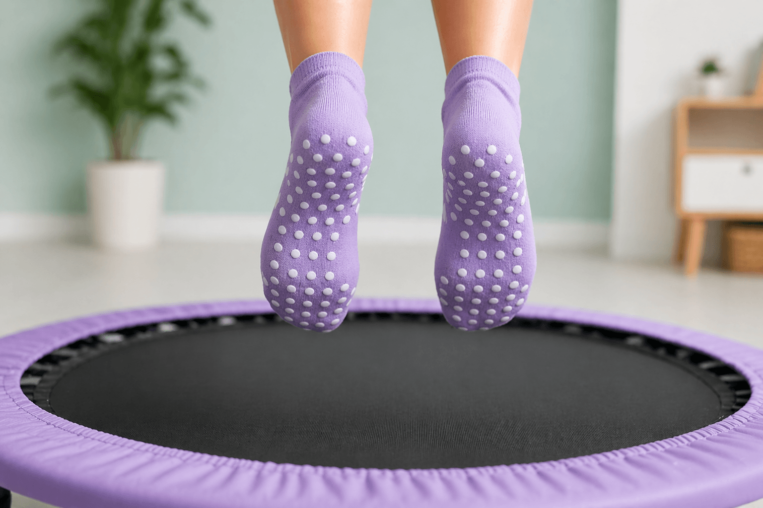 trampoline grip socks vs normal socks performance during jumping showing enhanced traction and safety