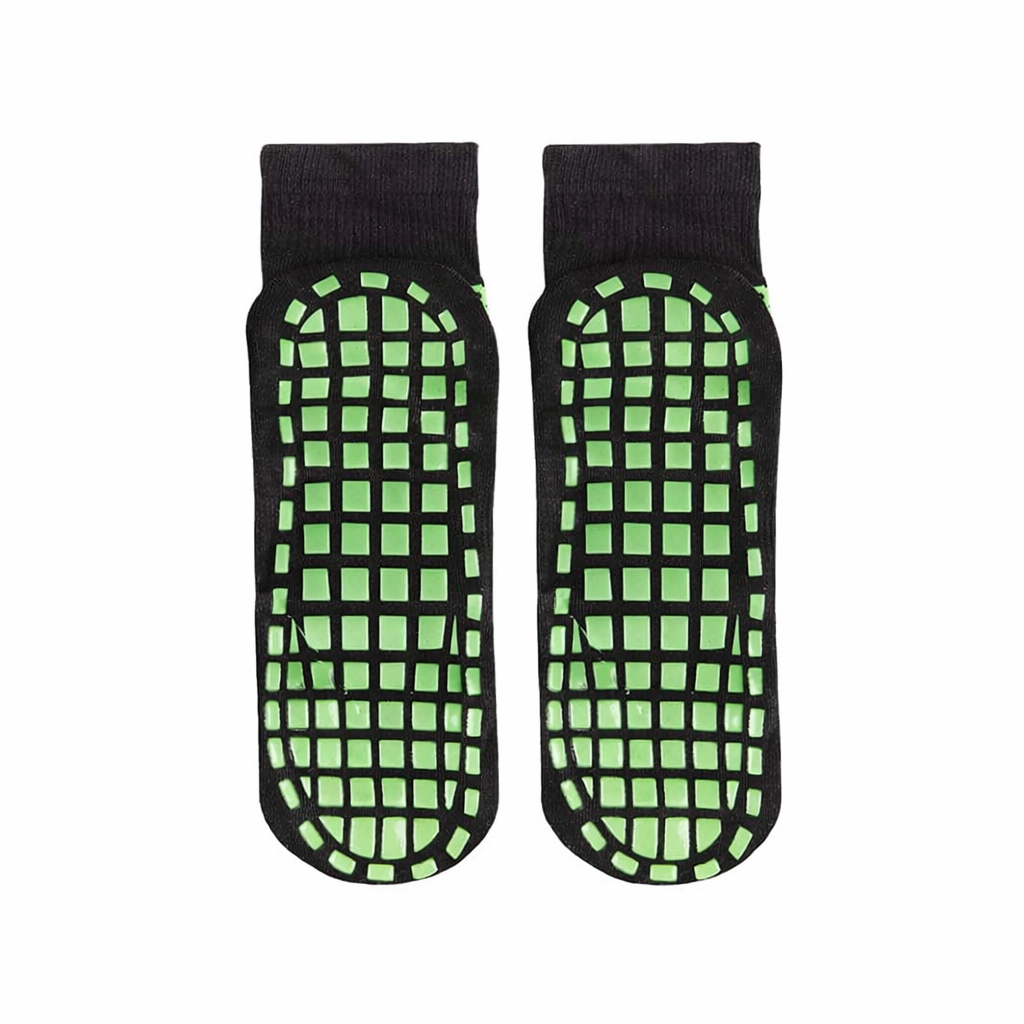 trampoline park socks bulk showing silicone grip pattern on sole for indoor trampoline traction