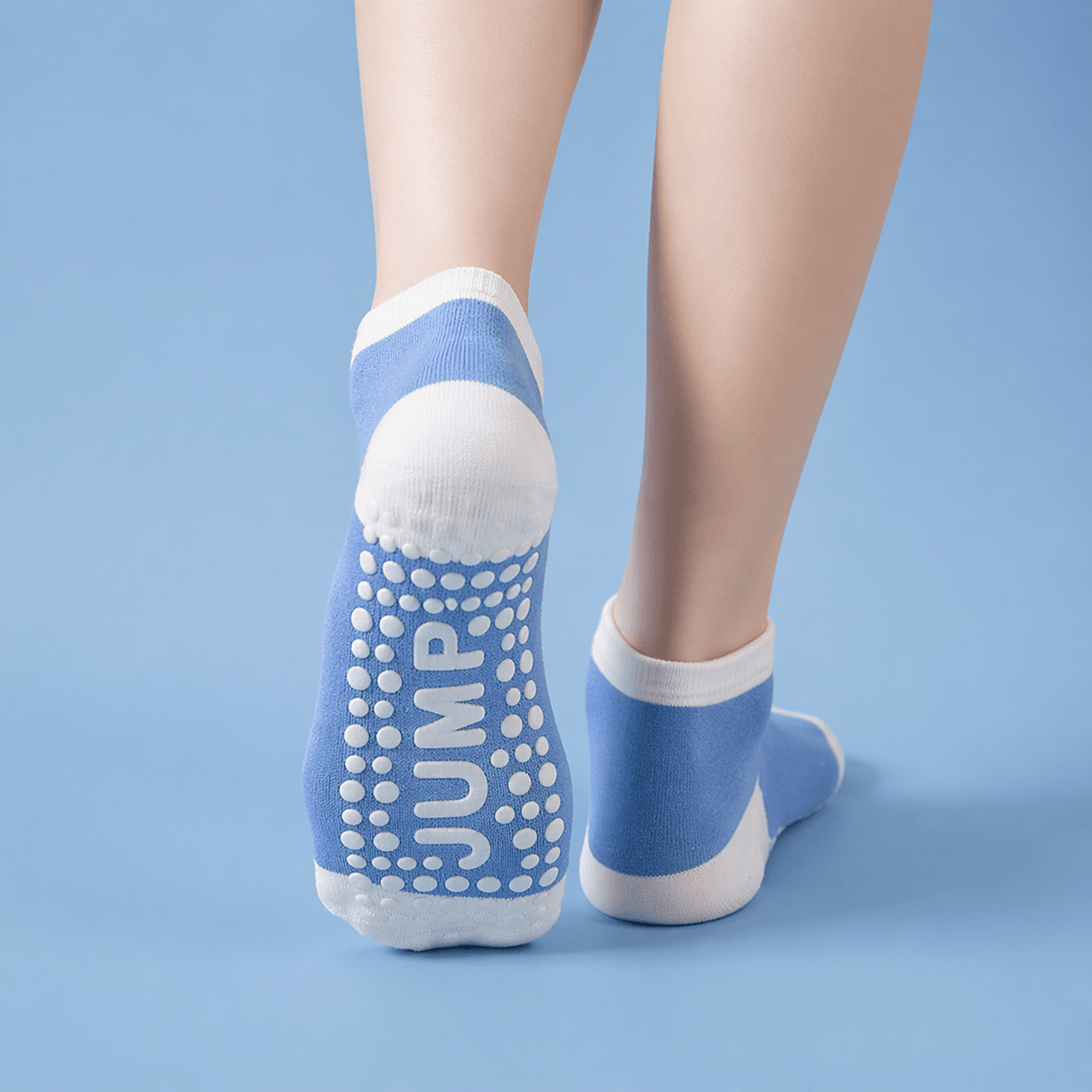 trampoline socks vs regular socks grip sole detail demonstrating anti slip trampoline grip socks vs normal socks