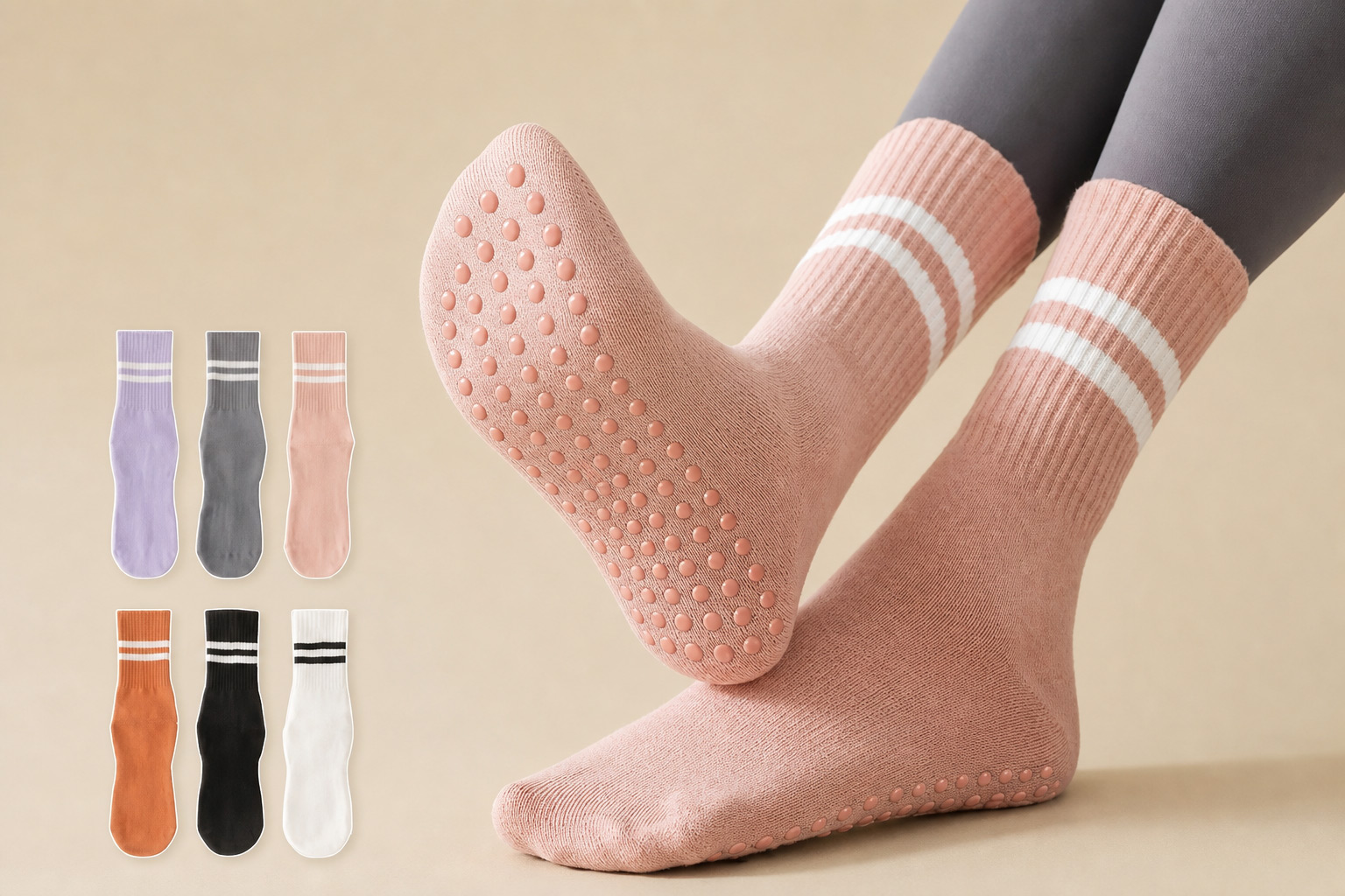 Logo Knitting, Printing &amp; Embroidery for Private Label Grip Socks