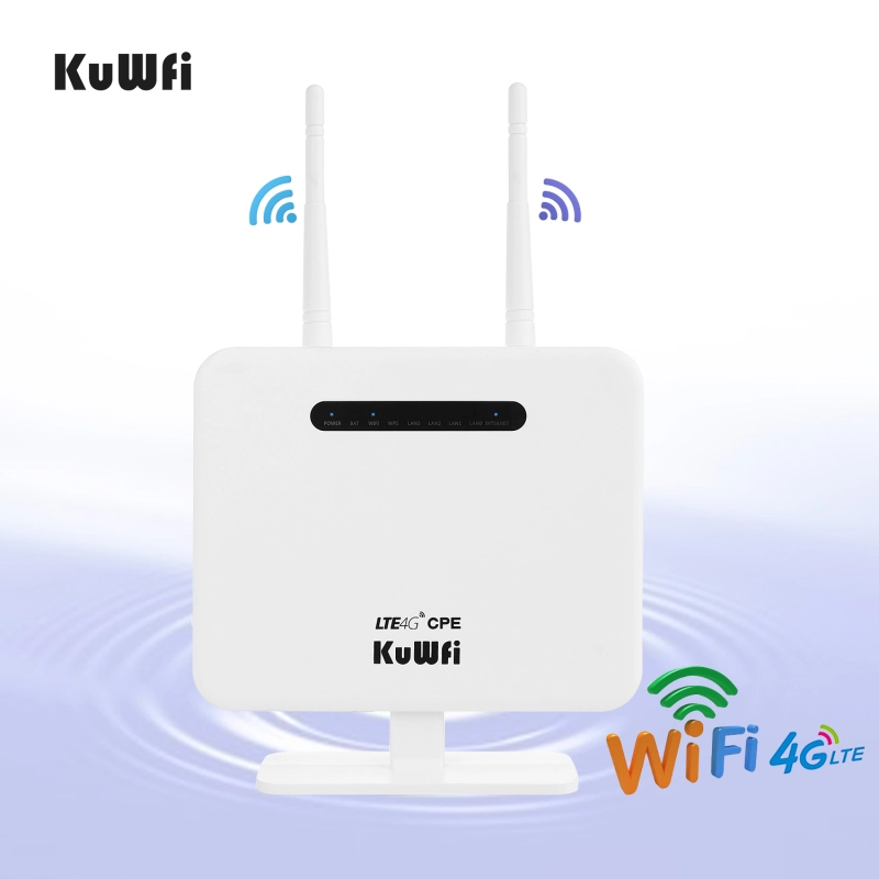 Kuwfi 4g router sim card 300mbps unlocked 4g cpe wireless router 150mbps cat4 mobile wifi hotspot with sim card slot 4 lan ports