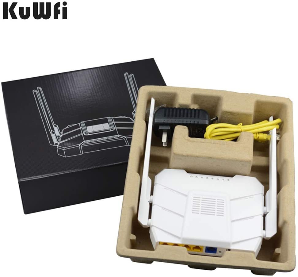 KuWFi AC1200Mbps 4G LTE WiFi Router 5GHz Gigabit Dual Band Wireless Internet Smart OpenWRT WiFi Routers with SIM Card Slot for Home/Office Work with .