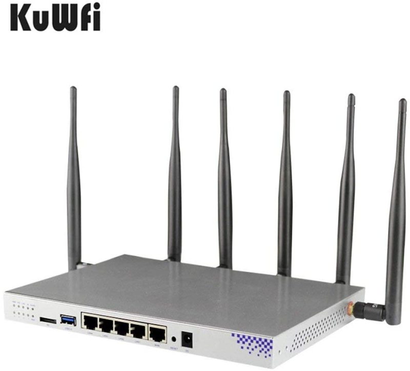 KuWFi 4G LTE WiFi Router 802.11AC 1200Mbps Dual Band 2.4/5.0GHz Wireless Internet Cat4/Cat6 Routers with SIM Card Slot/Gigabit Port/6x 5dbi Antennas f