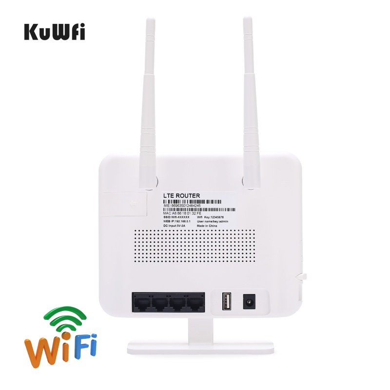 Kuwfi 4g router sim card 300mbps unlocked 4g cpe wireless router 150mbps cat4 mobile wifi hotspot with sim card slot 4 lan ports