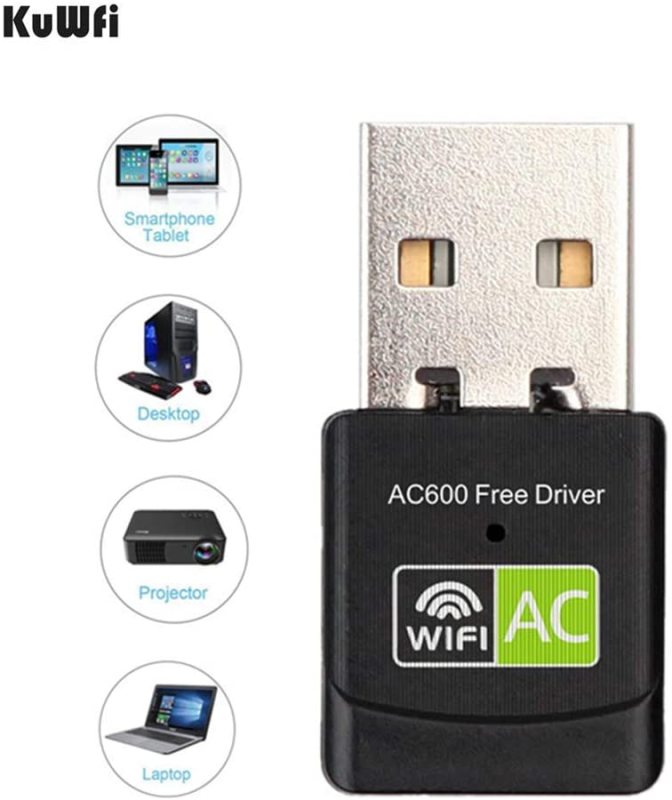 KuWFi Free Driver Wireless USB WiFi Adapter 600Mbps Wireless Mini USB WiFi Adapter Network LAN Card Hotspot Dongle Receiver 2.4G 5G Dual Band