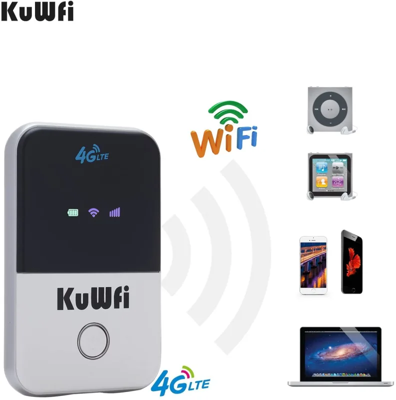 wireless router KuWFi 4G LTE Mobile WiFi Hotspot Unlocked Travel Partner Wireless 4G Router with SIM Card Slot Support LTE FDD B1/B3/B5 Support  10use