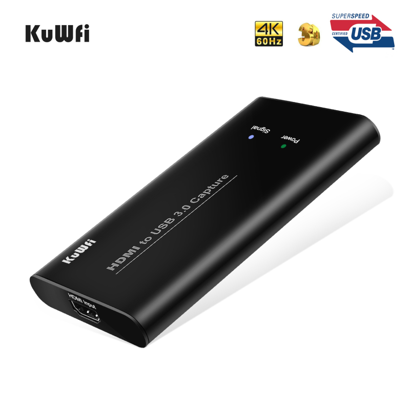 KuWFi HD Video Capture Device Card HDMI to USB3.0 HD Video Converters Game Streaming Live Stream Broadcast 1080P for Laptop/PS4/Swi/Xbox