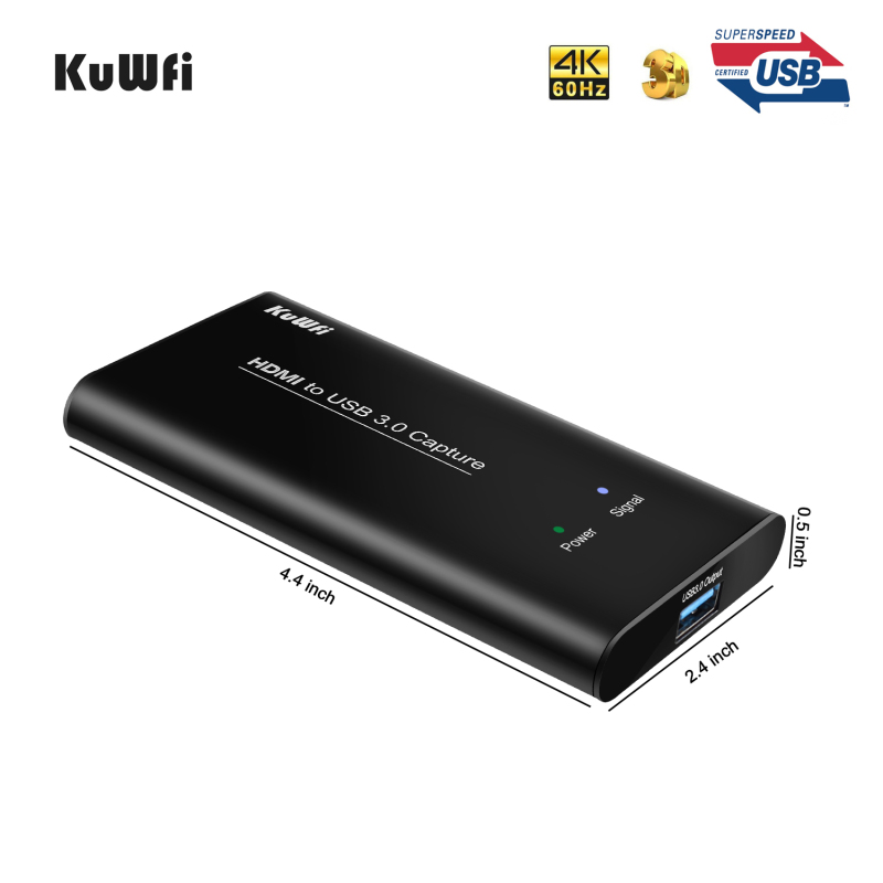 KuWFi HD Video Capture Device Card HDMI to USB3.0 HD Video Converters Game Streaming Live Stream Broadcast 1080P for Laptop/PS4/Swi/Xbox