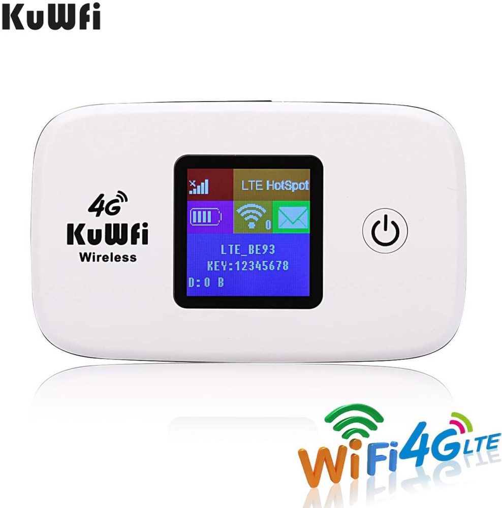 KuWFi 4G LTE Mobile WiFi Hotspot Unlocked Wireless Internet Router Devices with SIM Card Slot for Travel support 10users