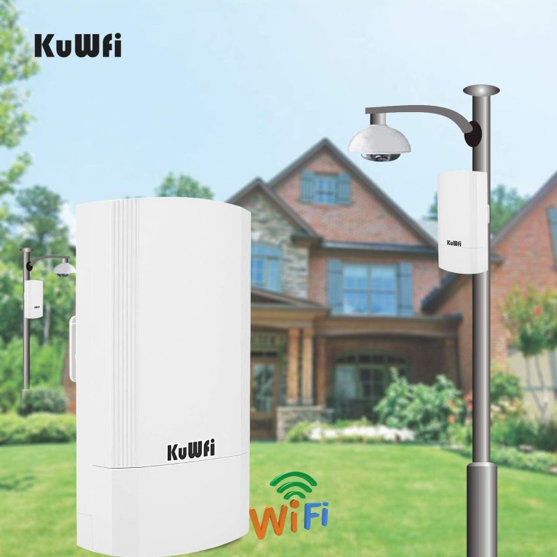 KuWFi 2-Pack Wireless Long Range WiFi Bridge 5.8G 900Mbps Point to Point Access Point Indoor/Outdoor AP CPE Kit Supports 2-3KM Anti-Interference for P