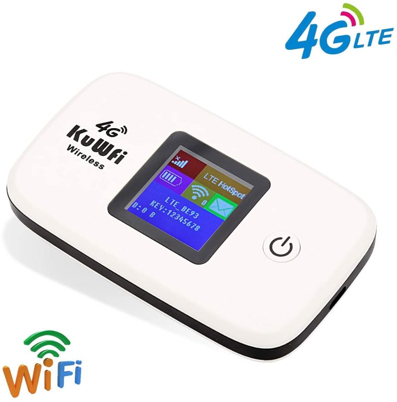 KuWFi 4G LTE Mobile WiFi Hotspot Unlocked Wireless Internet Router Devices with SIM Card Slot for Travel support 10users