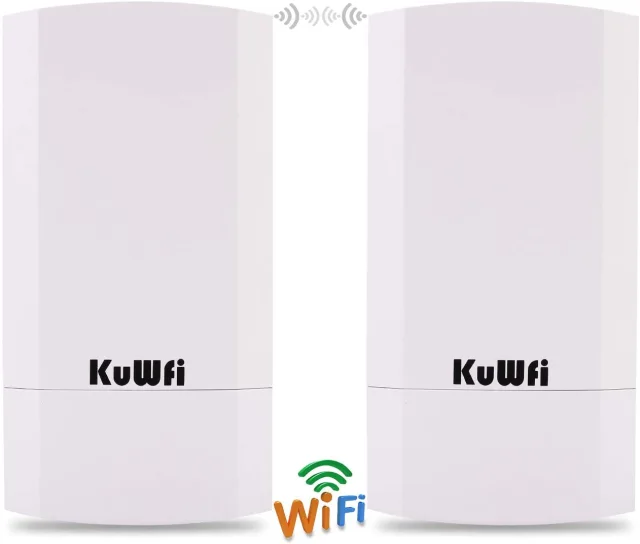 KuWFi 2-Pack 300Mbps Wireless Outdoor CPE Kit Point-to-Point Wireless  Access Point 2.4G