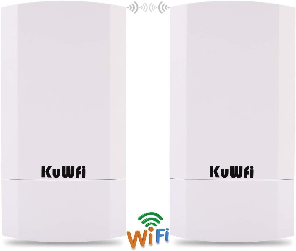 KuWFi 2-Pack 300Mbps Wireless Outdoor CPE Kit Point-to-Point Wireless Access Point 2.4G WiFi Bridge Supports 1KM Transmission Distance Solution for PT