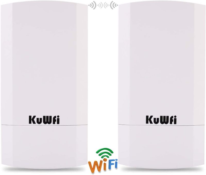 KuWFi 2-Pack 300Mbps Wireless Outdoor CPE Kit Point-to-Point Wireless Access Point 2.4G WiFi Bridge Supports 1KM Transmission Distance Solution for PT