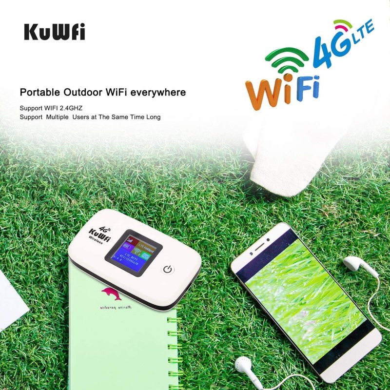 KuWFi 4G LTE Mobile WiFi Hotspot Unlocked Wireless Internet Router Devices with SIM Card Slot for Travel support 10users