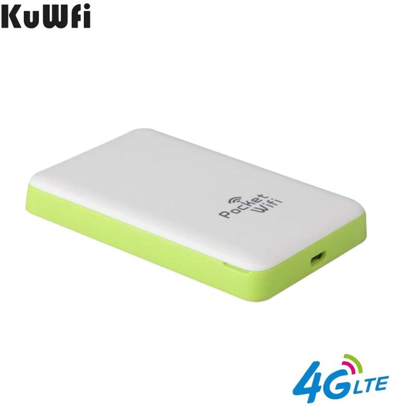 KuWFi 4G LTE Travel Router 100Mbps Mobile WiFi Hotspot Pocket Portable Wireless Unlock Mini Wi-Fi Modem with SIM Card Slot Not Including SIM Card Supp