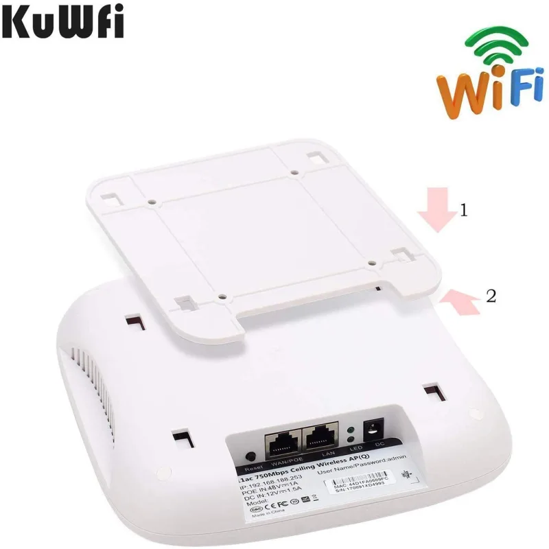 KuWFi Ceiling Mount Wireless Access Point, Dual Band Wireless Wi-Fi AP Router with 48V POE Long Range Wall Mount Ceiling Router Supply a Stable Wirele