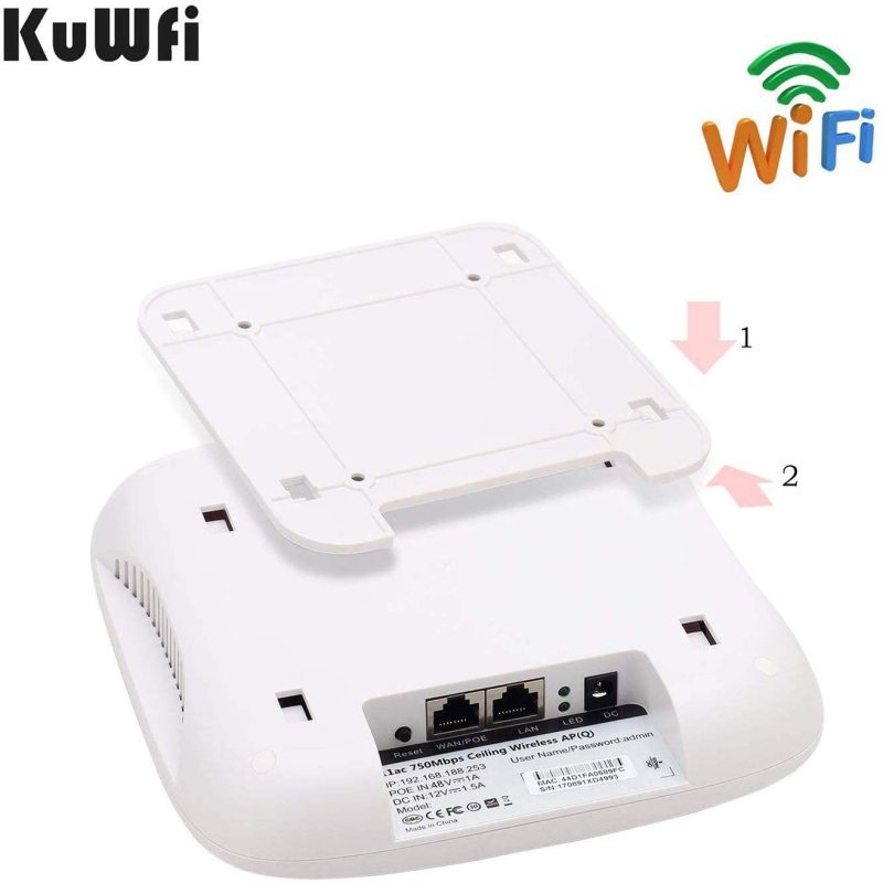 KuWFi Ceiling Mount Wireless Access Point, Dual Band Wireless Wi-Fi AP Router with 48V POE Long Range Wall Mount Ceiling Router Supply a Stable Wirele