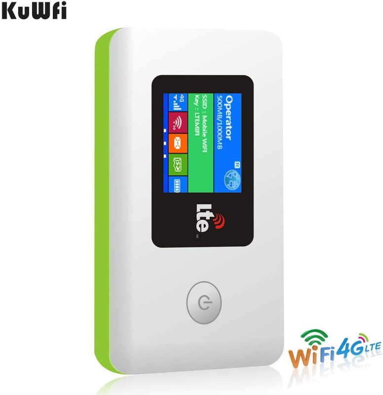 KuWFi 4G LTE Travel Router 100Mbps Mobile WiFi Hotspot Pocket Portable Wireless Unlock Mini Wi-Fi Modem with SIM Card Slot Not Including SIM Card Supp