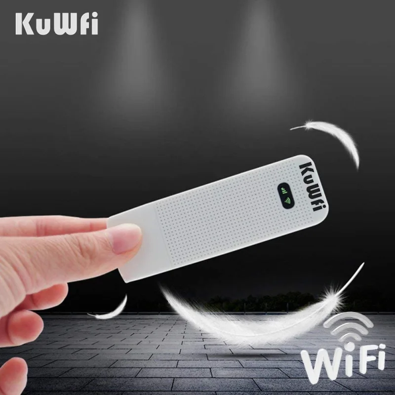 KuWFi 4G WiFi Modem LTE Mobile Hotspot USB Dongle Mini Router Support SIM Card 4G/3G +Wi-Fi Wireless Access Provide for Car or Bus (not Including SIM