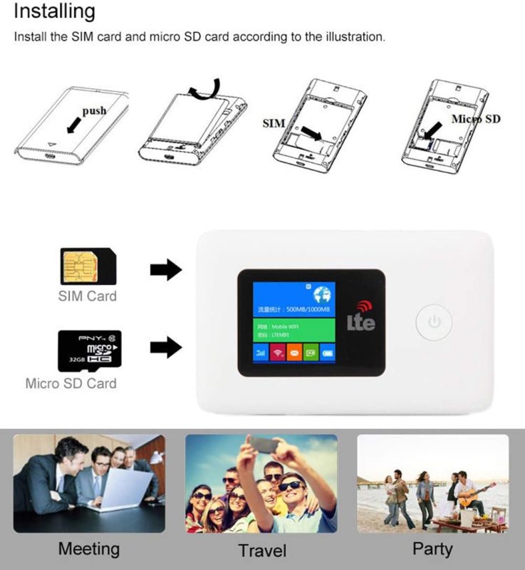 KuWFi 4G LTE Travel Router 100Mbps Mobile WiFi Hotspot Pocket Portable Wireless Unlock Mini Wi-Fi Modem with SIM Card Slot Not Including SIM Card Supp