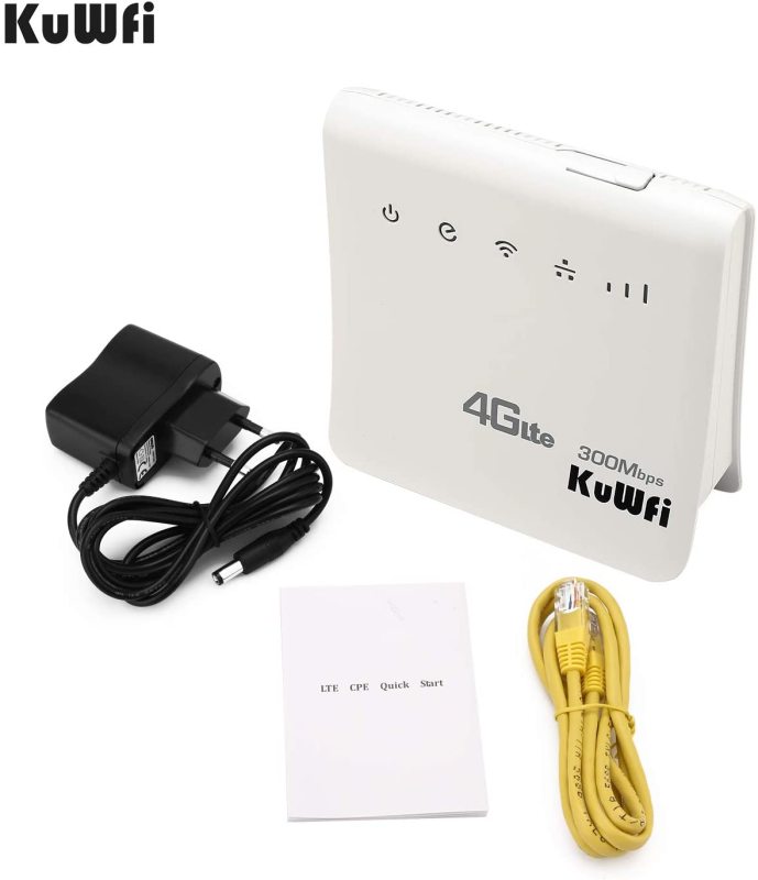 Kuwfi 300mbps router 4g lte cpe wireless router indoor wireless wifi hotspot 2.4ghz wfi with lan port sim card slot