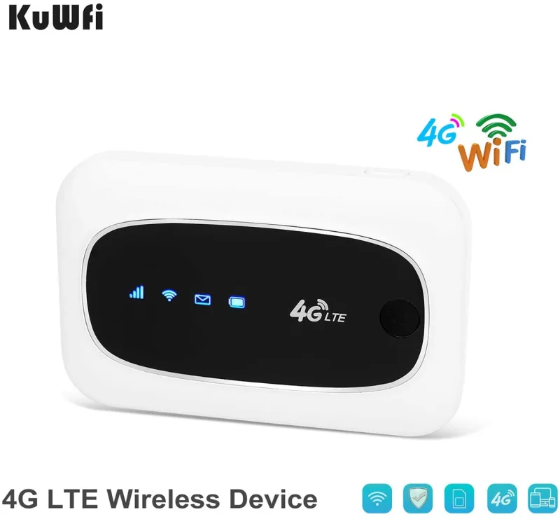 wireless router KuWFi 4G LTE Mobile WiFi Hotspot Travel Router Partner Wireless SIM Routers with SD SIM Card Slot Support LTE FDD/TDD Work for USA/CA/