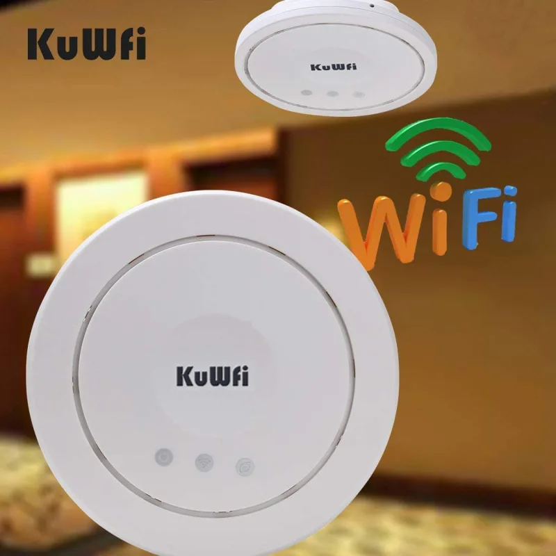 KuWFi Ceiling Wireless Access Point,Ceiling-Mount Wireless Network Indoor Access Ponit PoE Long-Range WiFi AP Router Signal for Whole Home Coverage Wi