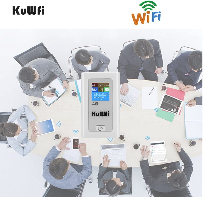 KuWFi Portable 5200mAH Power Bank 3G 4G Wireless Router 150Mbps cat4 4G Mobile WiFi Hotspot with SIM Card Slot Work with EU Asia (sim Card not Include