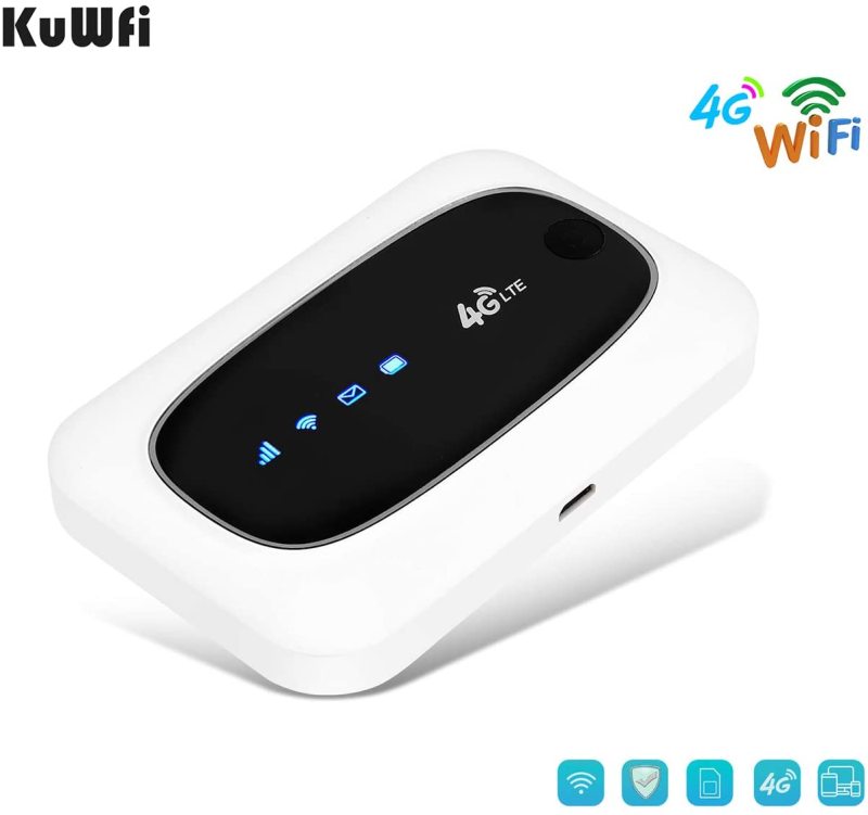 wireless router KuWFi 4G LTE Mobile WiFi Hotspot Travel Router Partner Wireless SIM Routers with SD SIM Card Slot Support LTE FDD/TDD Work for USA/CA/